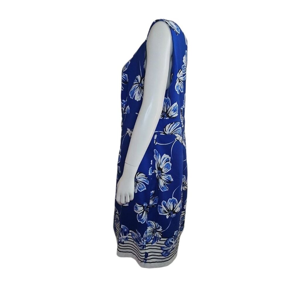 Dressbarn DB Established 1962 Womens Plus Size 18 Blue White Floral Sleeveless - Picture 3 of 9